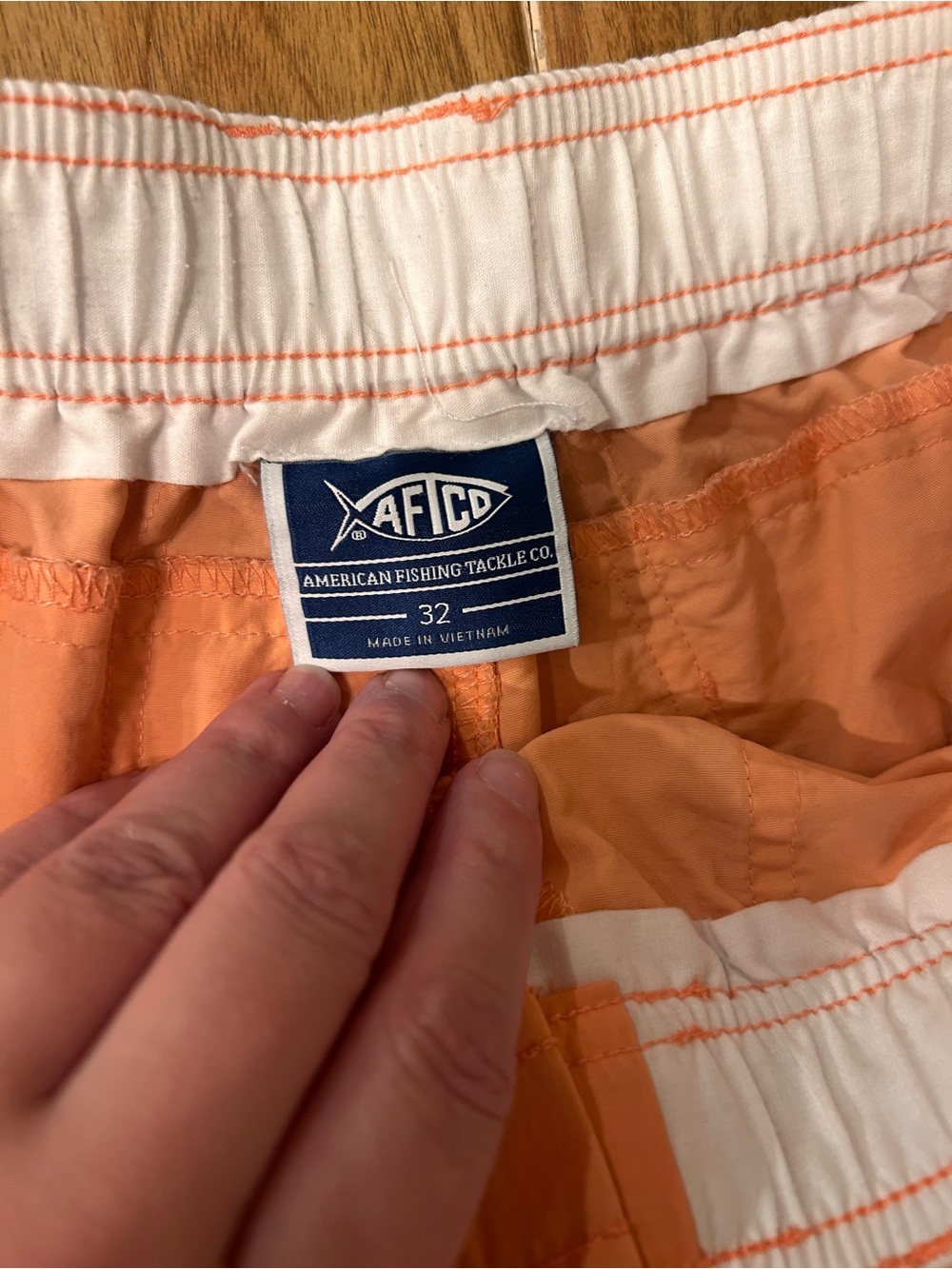 AFTCO Mens M01 Fishing Shorts Orange Size 32 Elastic Waist Utility Pockets - Picture 4 of 7